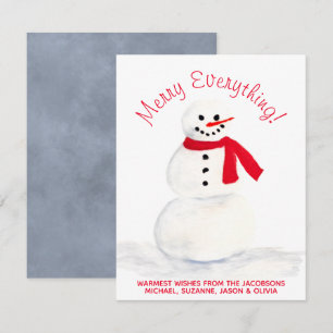 Tarjeta Festiva Cute acuarela Snowman Feliz Todo El Festín