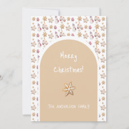 Tarjeta Festiva Cute acuarela Winter Glowes Snowman Cookies