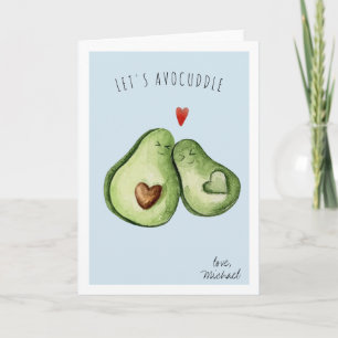 Tarjeta Festiva Cute Aguacate Romántico Acurrucado Día de San Va