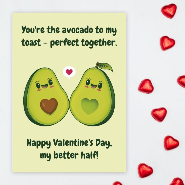 Tarjeta Festiva Cute amor aguacate feliz Día de San Valentín graci (Subido por el creador)