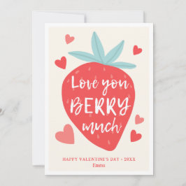 Tarjeta Festiva Cute Amor de Fresa Corazones de Berry Día de San V
