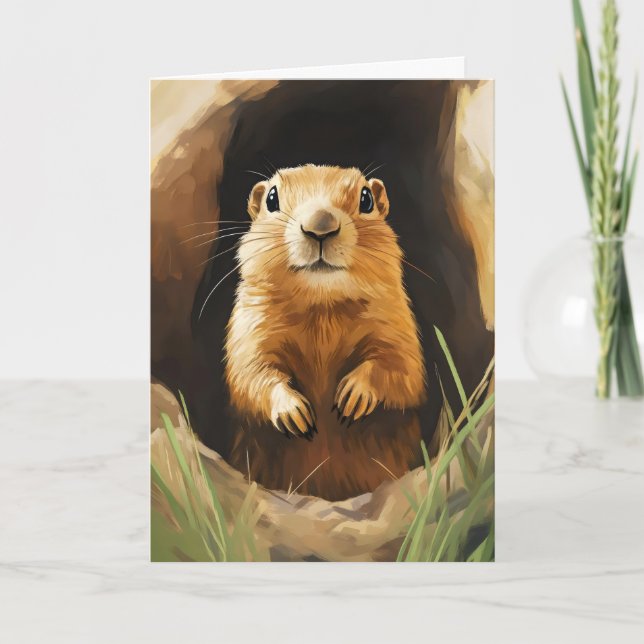 Tarjeta Festiva Cute Animal Groundhog (Anverso)