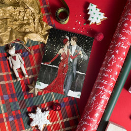 Tarjeta Festiva Cute Art deco couple add message