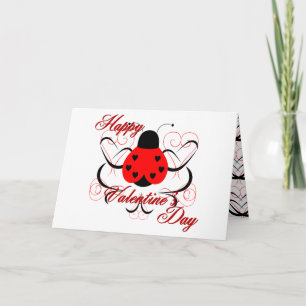 Tarjeta Festiva Cute Artsy Valentine Heart Ladybug Greeting Card