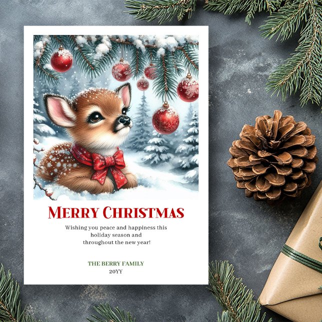 Tarjeta Festiva Cute Baby Deer Christmas Scene Watercolor Greeting (Cute Baby Deer Christmas Scene Watercolor Greeting Card

)