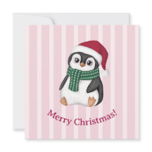 Cute Baby Penguin Wearing Santa Hat Christmas