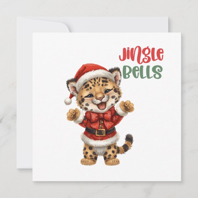 Tarjeta Festiva Cute Baby Tiger cub Christmas Illustration (Anverso)