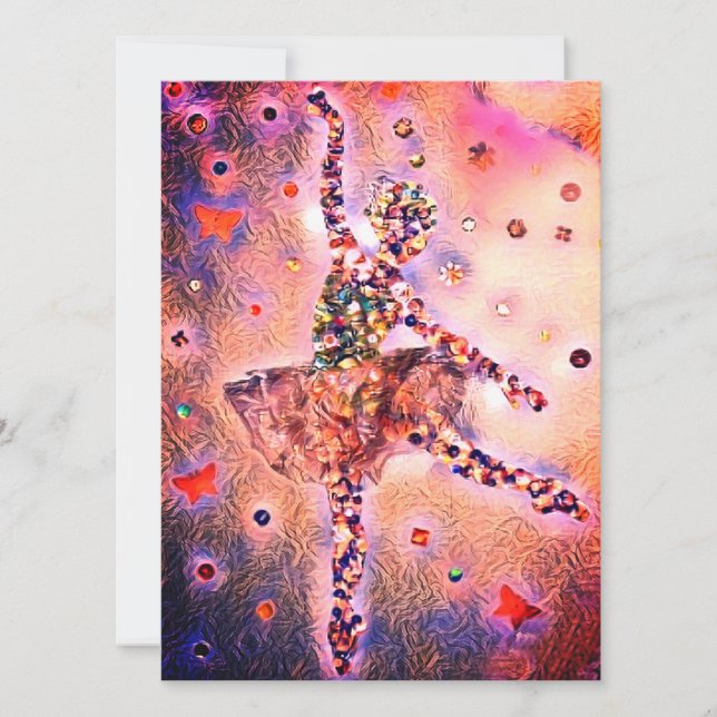 Tarjeta Festiva Cute Ballerina Bailarina de hadas rosa (Anverso)