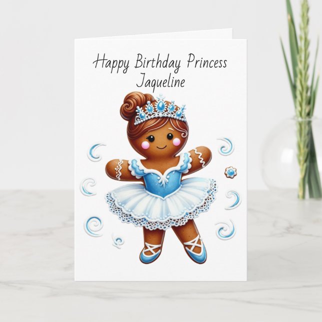 Tarjeta Festiva cute ballerina gingerbread girl birthday Card (Anverso)