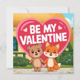 Tarjeta Festiva Cute Be my Valentine couple
