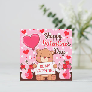 Tarjeta Festiva Cute bear be my valentine