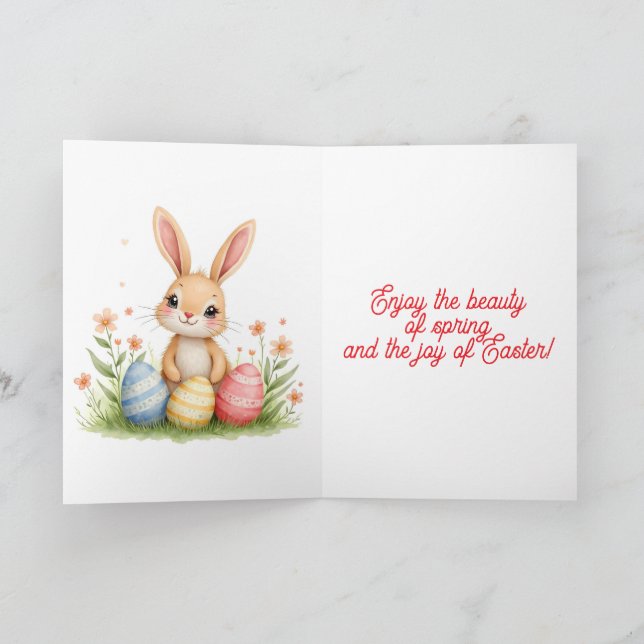 Tarjeta Festiva Cute Beautiful Easter Bunny Popular Collection (Interior)