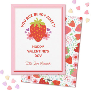 Tarjeta Festiva Cute Berry Sweet Kids Strawberry Valentine