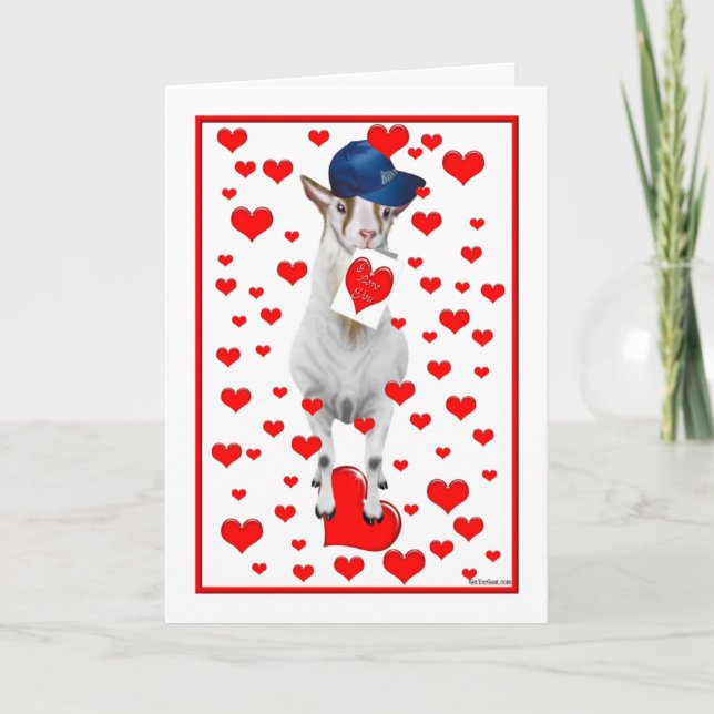 Tarjeta Festiva Cute Billy Goat Valentine Card (Anverso)