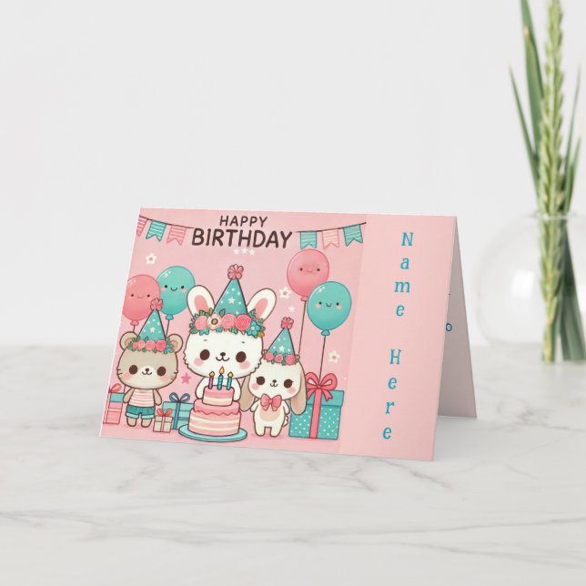 Tarjeta Festiva Cute Birthday Buddies (Anverso)