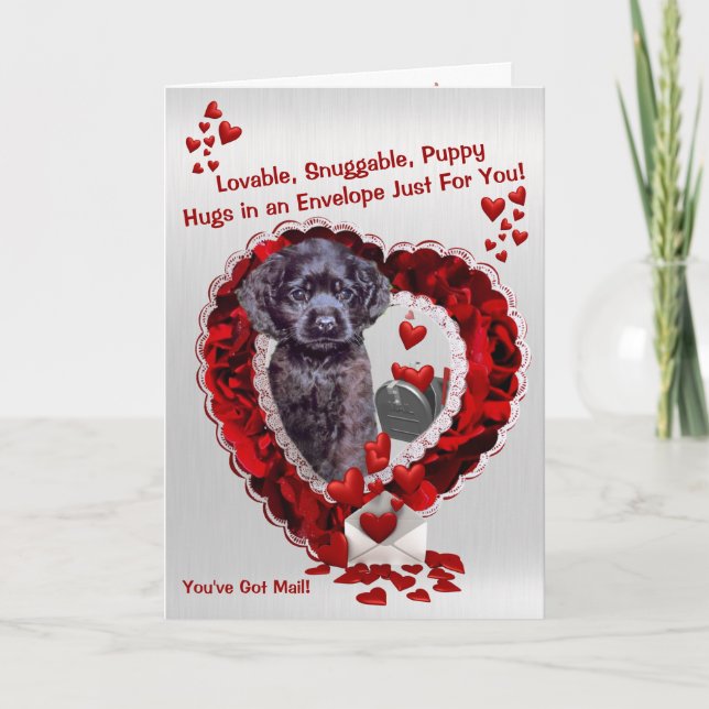 Tarjeta Festiva Cute Black Cocker Spaniel Puppy - ¡Tienes Correo! (Anverso)