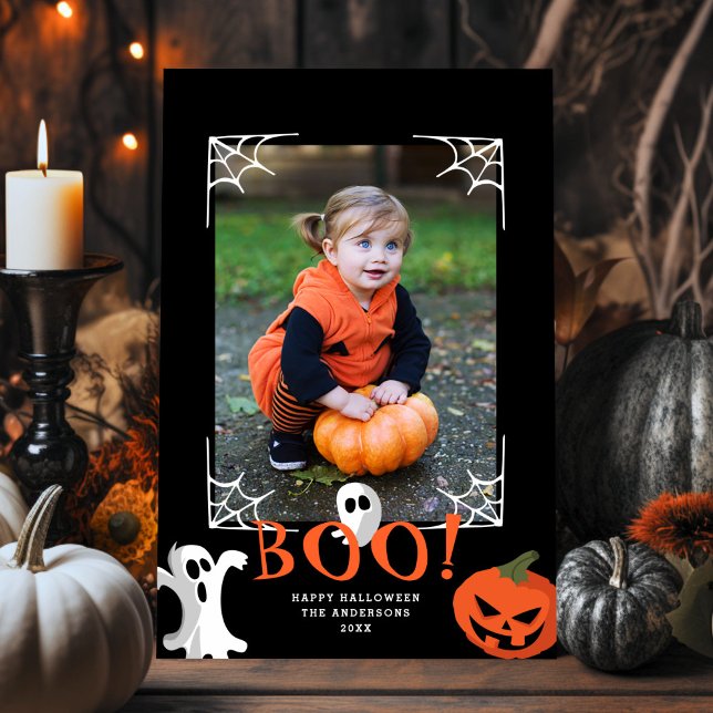 Tarjeta Festiva ¡Cute Boo! Festividad fotográfica de Halloween (Subido por el creador)
