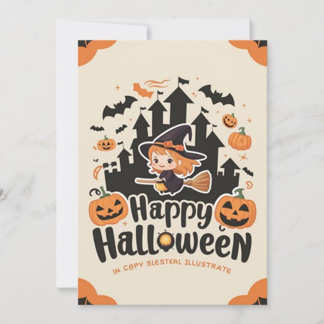 Tarjeta Festiva Cute Boo Happy Halloween (Anverso)