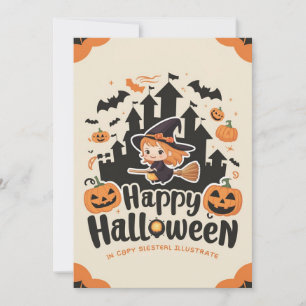 Tarjeta Festiva Cute Boo Happy Halloween