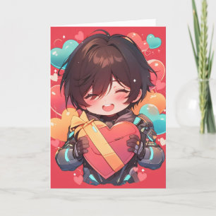 Tarjeta Festiva Cute Boy Sci-Fi Anime Love
