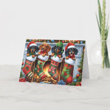 Cute Brown and Black Dachshund Christmas