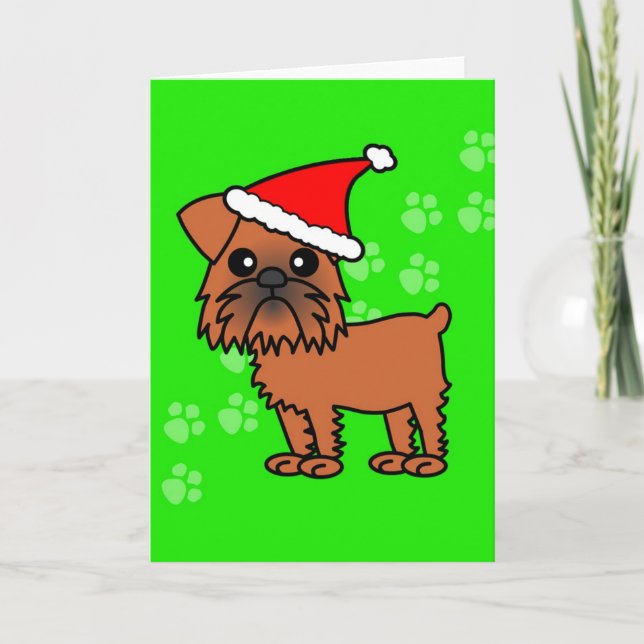 Tarjeta Festiva Cute Brussels Griffon Personalizado Santa Hat (Anverso)