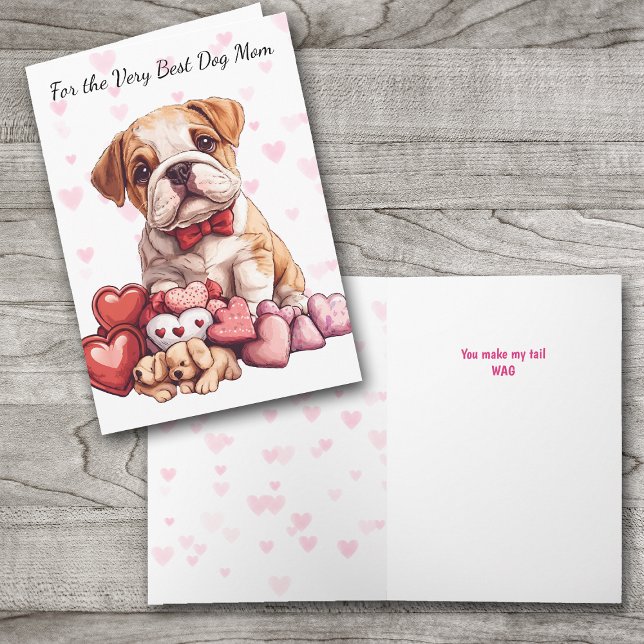 Tarjeta Festiva Cute Bulldog Puppy Make My Tail Wag Mom (Subido por el creador)