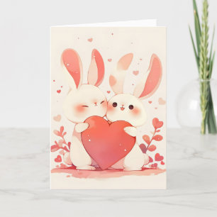 Tarjeta Festiva Cute Bunnies Anime Love