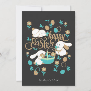 Tarjeta Festiva Cute Bunnies de Pascua