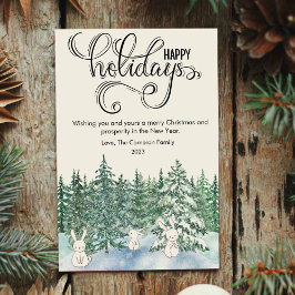 Tarjeta Festiva Cute Bunnies Woods Pet Lover Navidades Flat