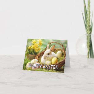 Tarjeta Festiva Cute Bunny dice feliz Pascua