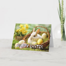 Tarjeta Festiva Cute Bunny dice feliz Pascua