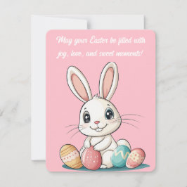 Tarjeta Festiva Cute Bunny Easter Card - Adorable Eggs de Pascua