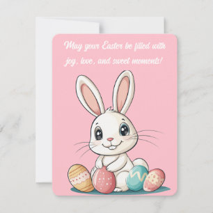 Tarjeta Festiva Cute Bunny Easter Card - Adorable Eggs de Pascua
