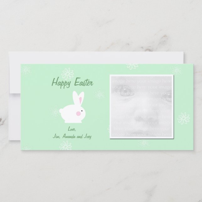 Tarjeta Festiva Cute Bunny Easter Photo Cards (Anverso)