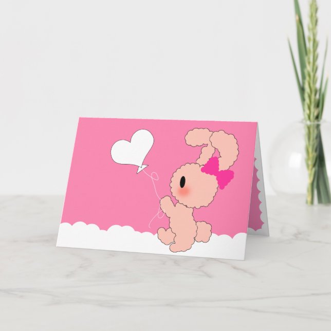 Tarjeta Festiva Cute Bunny Valentines Card (Anverso)