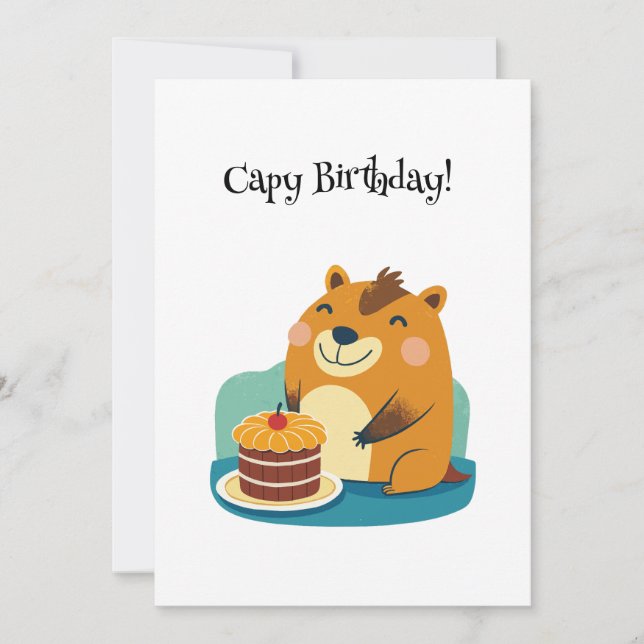 Tarjeta Festiva Cute Capybara Pastel Cumpleaños Pun Funny (Anverso)