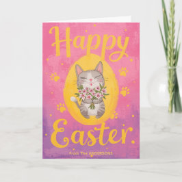 Tarjeta Festiva Cute Cat Bouquet Easter Personalized Easter 