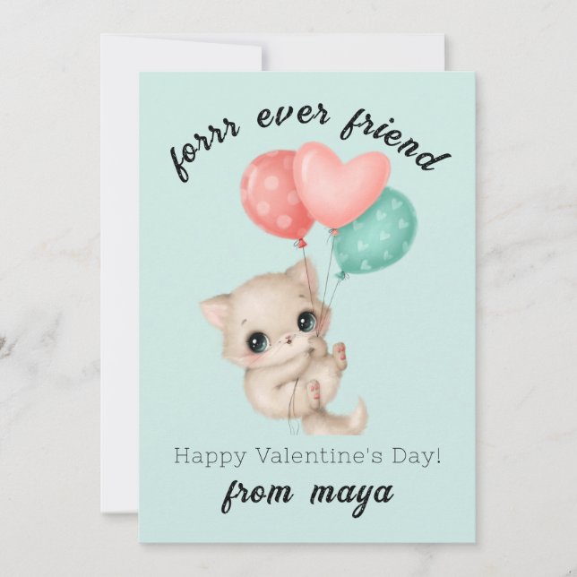 Tarjeta Festiva Cute cat Classroom Valentcard (Anverso)