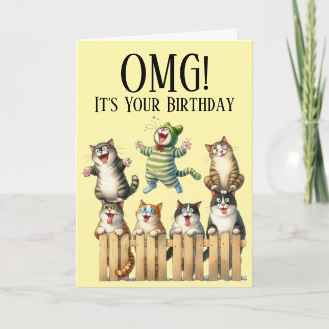 Tarjeta Festiva Cute Cat Theme Card Birday Card (Anverso)