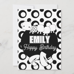 Tarjeta Festiva Cute Caterpillar Coloración Fiesta de Cumpleaños