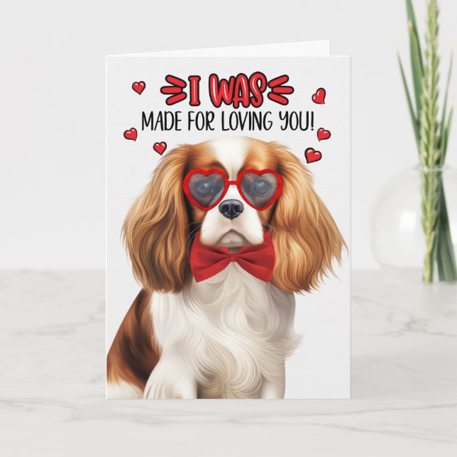 Tarjeta Festiva Cute Cavalier King Charles Dog Love Valentine (Anverso)