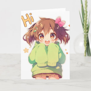 Tarjeta Festiva Cute Chibi Hi Anime Chica