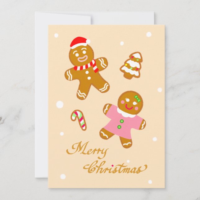 Tarjeta Festiva Cute Chic Christmas Gingerbread Flat Holiday Card (Anverso)