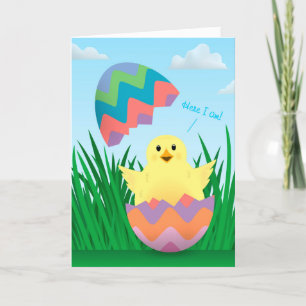 Tarjeta Festiva Cute Chick Easter Egg Hatch