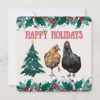 Tarjeta Festiva Cute Chicken Holiday Card