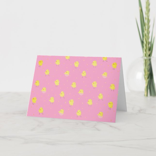 Tarjeta Festiva Cute Chicks Pascua (Anverso)