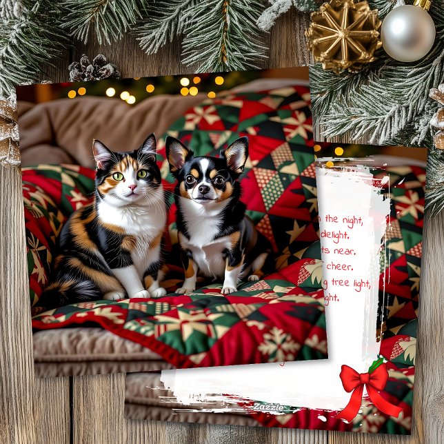 Tarjeta Festiva Cute Chihuahua and Cat Christmas (Subido por el creador)
