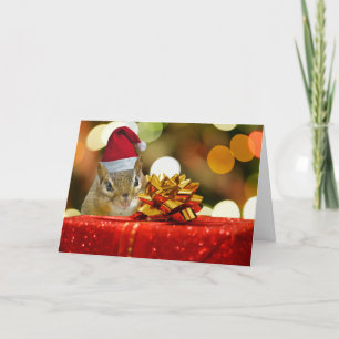 Tarjeta Festiva Cute Chipmunk Merry Christmas (Semi-Gloss)
