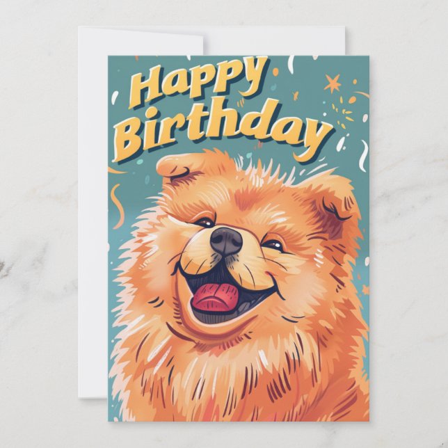 Tarjeta Festiva Cute Chow Chow Feliz cumpleaños (Anverso)